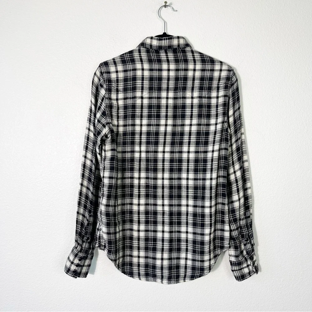 Polo Ralph Lauren Flannel Shirt Size 4 Black Plaid Western Country Pearl Snap